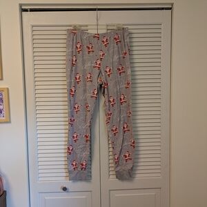 Macy's Family PJs Gray Pajama Pants with Red Santa Print